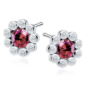 Cercei argint floare cu piatra rosie DiAmanti Z1420ER_RU-DIA (Argint 925‰ 1,3 g.)